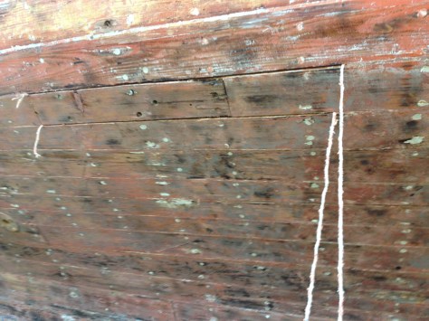 Pulling out the cotton caulking.