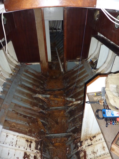 Both benches gone and evidence of water ingress.