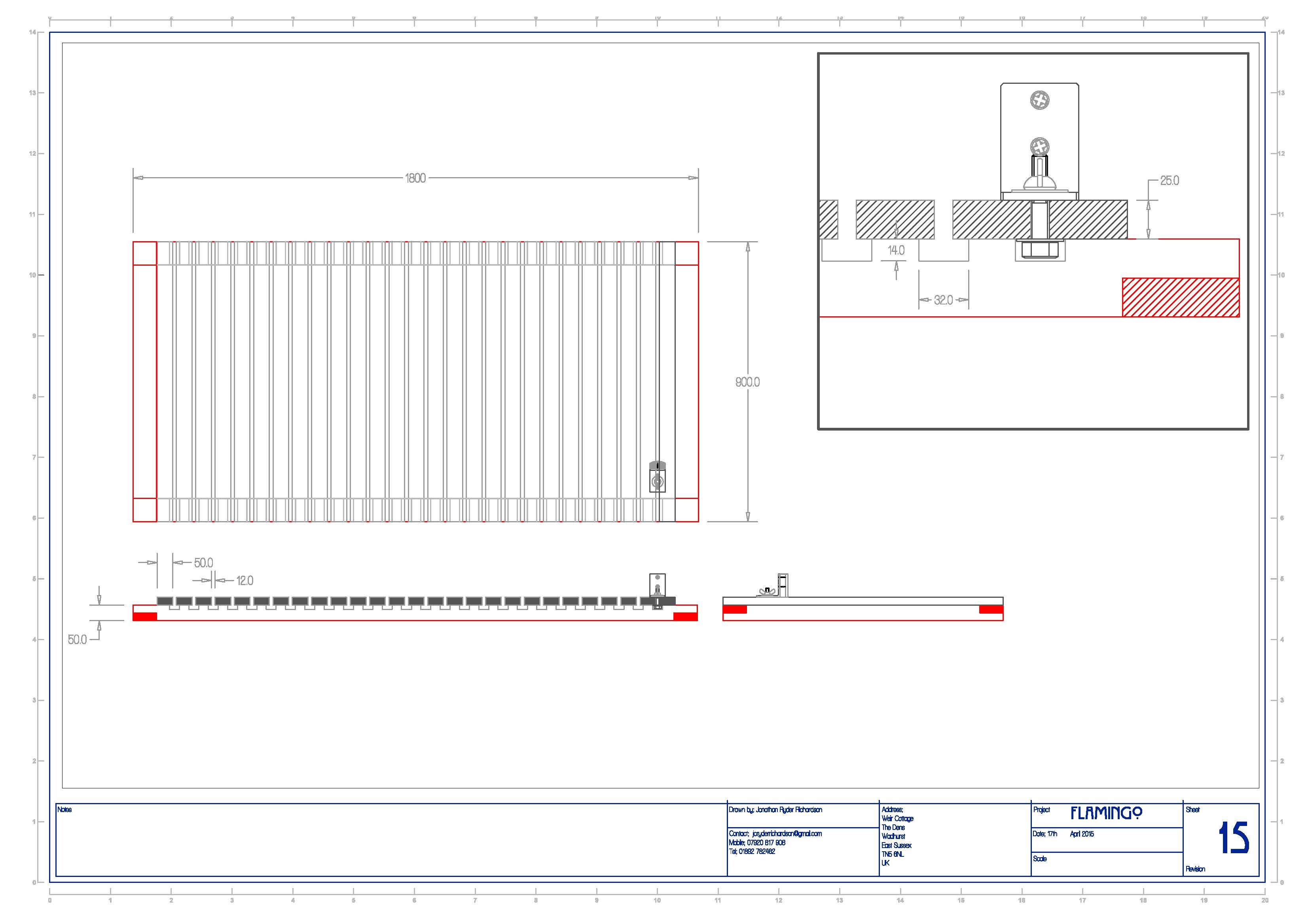 Drawing for the frame laminating jig